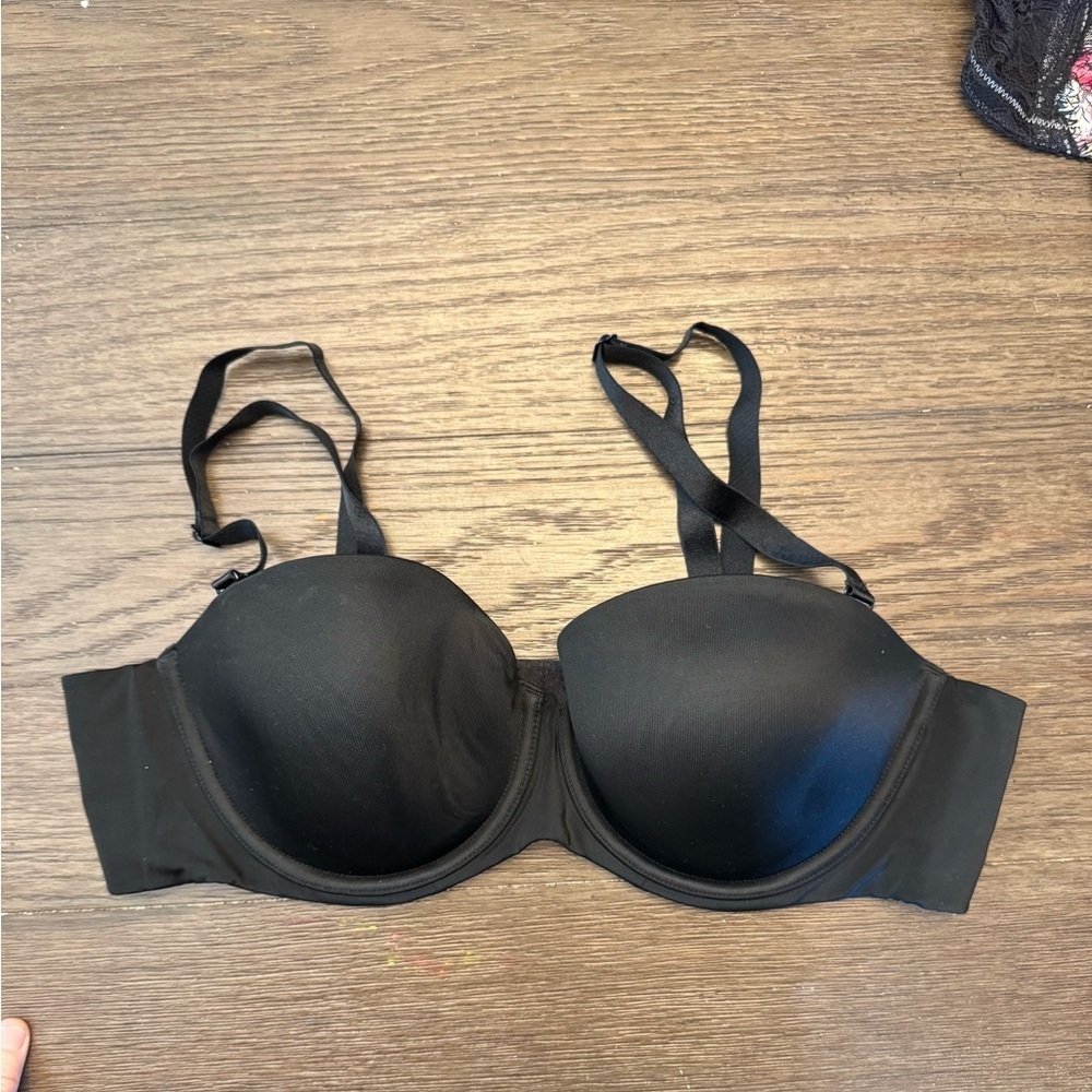 Cacique Lane Bryant black multiway strapless lightly lined 40DD bra